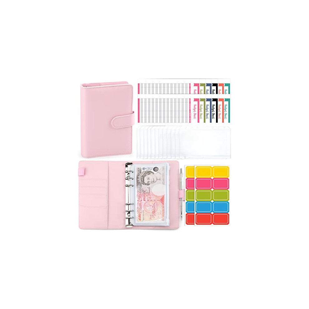 A6 Budget Binder Notebook - PU Leather Ring Binder with 12 Zippered Cash Envelopes and 12 Expense Budget Sheet, Portable A6 Binder Planner Budget-image-OPC-PDVPV7N-NEW