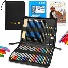 H & B Coloured Pencil,Artist Colouring Pencil,Professional Drawing Pencil Set for Children,Artists Adult,Painter Ideal for Sketching Kids (51 colorful