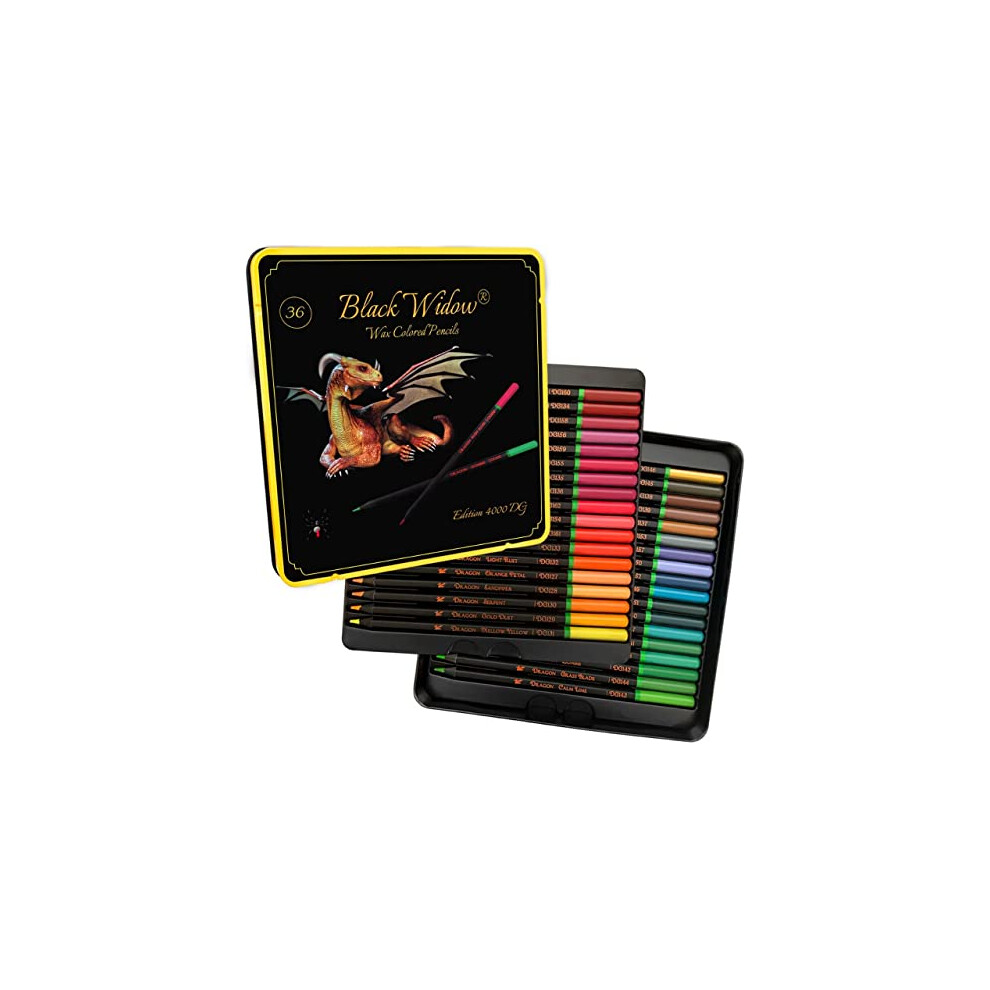 Black Widow Dragon Coloured Pencils, 36 pc Colour Pencil Set For Adult Pencil Colouring, Best For Sketching And Artist Colours, A Must Have Unique