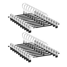 GUANJUNE Thin Trouser Hangers, Non-Slip Pant Hangers with Adjustable Clips, Space Saving Hangers for Clothes, Skirt, Jeans, Coat (Black, 20)