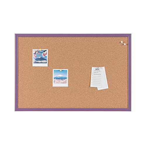 5 Star Office Bi-Office Cork Board Purple MDF Frame 60x40cm