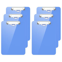 Hnogri Plastic Clipboard Set of 6, Blue Clipboard Standard A4 Letter Size Clipboards for Students, Office and Women, Clipboard with Pen Holder and Low