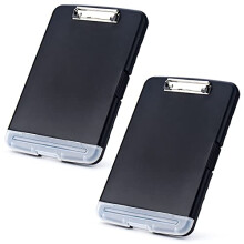 ZCZN Plastic Clipboard Storage Box with Separate Pen Compartment, Great for School,Utility,Industrial Office, Medical Personnel, Black, Set of 2