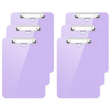 Hnogri Plastic Clipboard Set of 6, Purple Clipboard Standard A4 Letter Size Clipboards for Students, Office and Women, Clipboard with Pen Holder and