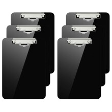 Hnogri Plastic Clipboard Set of 6, Black Clipboard Standard A4 Letter Size Clipboards for Students, Office and Women, Clipboard with Pen Holder and