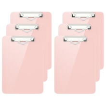 Hnogri Plastic Clipboard Set of 6, Pink Clipboard Standard A4 Letter Size Clipboards for Students, Office and Women, Clipboard with Pen Holder and Low