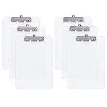 Hnogri Plastic Clipboard Set of 6, Clear Clipboard Standard A4 Letter Size Clipboards for Students, Office and Women, Clipboard with Pen Holder and