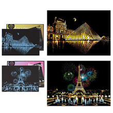 SiYear Scratch Paper Rainbow Painting Sketch, City Series Night Scene,Scratch Painting Creative Gift,Scratchboard for Adult and Kids with 4 Tools
