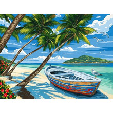 YXQSED Framless DIY Oil Painting Paint by Numbers Kits for Adult Kids - Tropical Beach 16x20 Inch