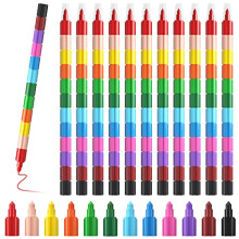 ECHOCUBE 12 x Stacking Crayons for Kids & Adults,Colorful Swop point Crayon Pencils for School Office Drawing,Non Toxic Colouring Crayon Set for