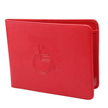 VANHVIS Disabled Badge and Timer Holder, PU Leather Blue Badge Wallet Protector Disabled Parking Permit Cover Holder Hologram-Safe (Red)