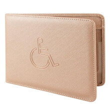 VANHVIS Disabled Badge and Timer Holder, PU Leather Blue Badge Wallet Protector Disabled Parking Permit Cover Hologram-Safe (Rose Gold)