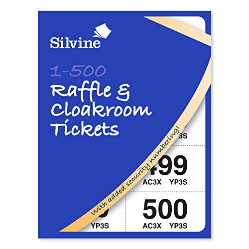 Raffle/Cloakroom Tickets Numbered 1-500, 12 Pack | Perforations