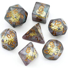 cusdie 7-Die DND Dice, Polyhedral Dice Set Filled with Gears, for Role Playing Game Dungeons and Dragons D&D Dice (Galaxy)