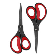 LIVINGO 2 Pack 8" Titanium Non-Stick Scissors, Professional Stainless Steel Comfort Grip, All-Purpose, Straight Office Stationery Craft Paper Fabric