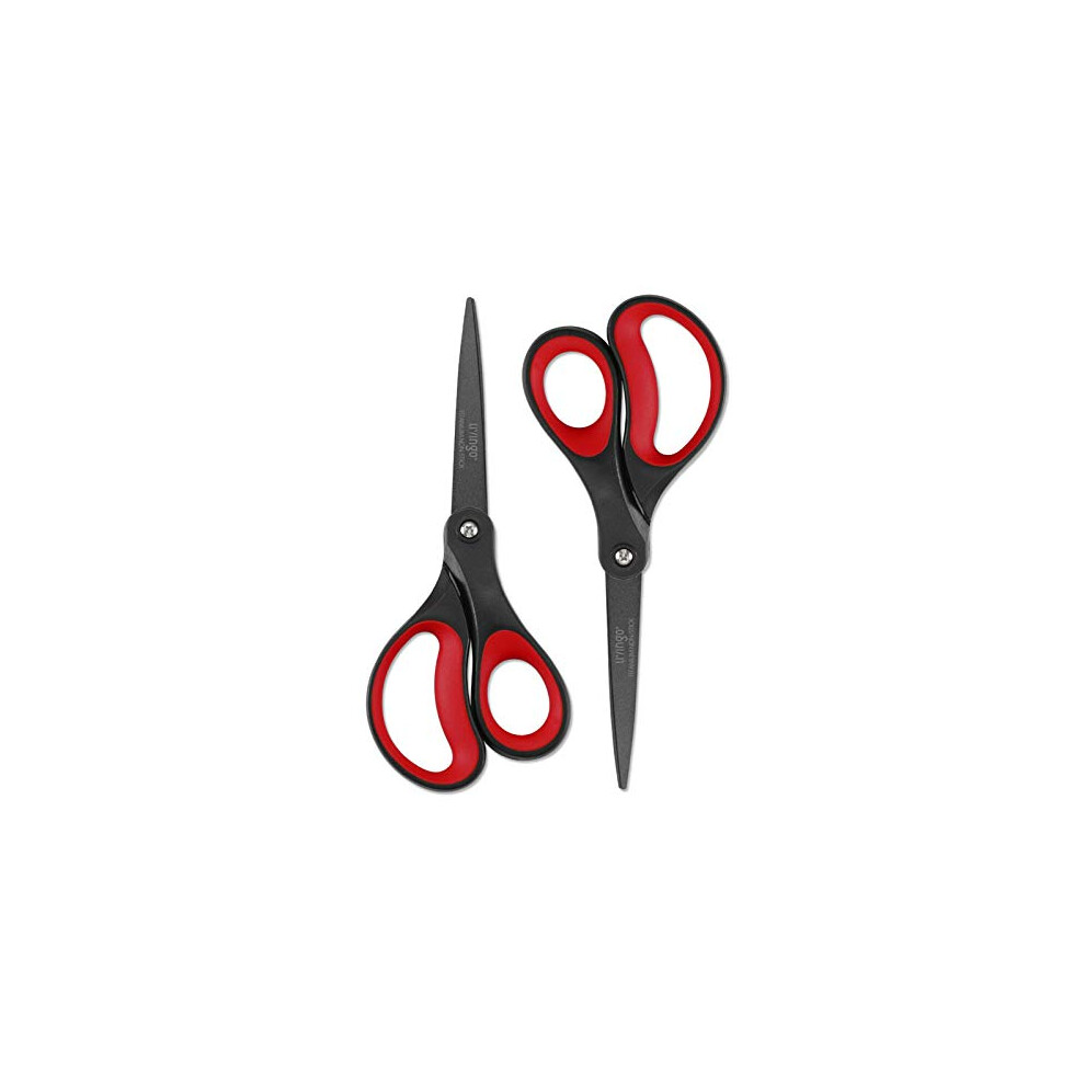LIVINGO 2 Pack 8" Titanium Non-Stick Scissors, Professional Stainless Steel Comfort Grip, All-Purpose, Straight Office Stationery Craft Paper Fabric