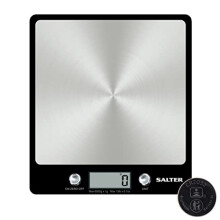 Salter 1241A BKDR Premium Evo Electronic Scale, Ultra Slim, Stainless Steel Platform, Hygienic/Easy Clean, Add & Weigh, Measures Liquids/Fluids,