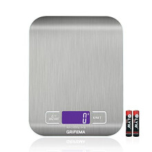 GRIFEMA GA2002 Digital Kitchen Scales, Food Weighing Scales with LCD Display, (1g/5kg) Weight Grams and Oz for Baking and Cooking, Stainless steel