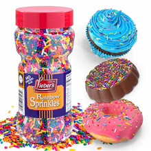 Lieber's Rainbow Sprinkles 283g Tasty Colourful Sugar Strands are a Great Dessert Topping for Cooking, Baking & Decorating Cakes & Ice Cream (Pack of