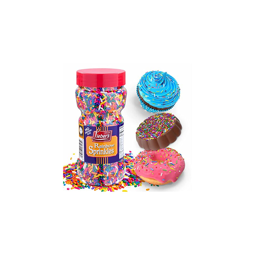 Lieber's Rainbow Sprinkles 283G Tasty Colourful Sugar Strands Are A Great Dessert Topping For Cooking, Baking & Decorating Cakes & Ice (Pack Of Cream