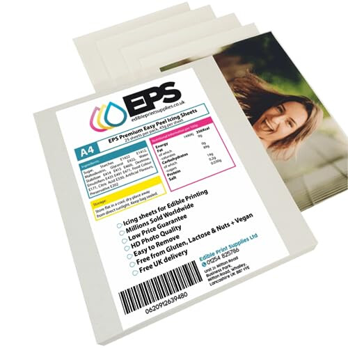 EPS Easy Peel A4 Premium Icing Sheets for Edible Printing - 25 Icing Sheets per Pack 1