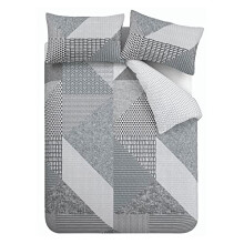 Catherine Lansfield Larsson Geo Easy Care Single Duvet Set, 2 pieces, Grey