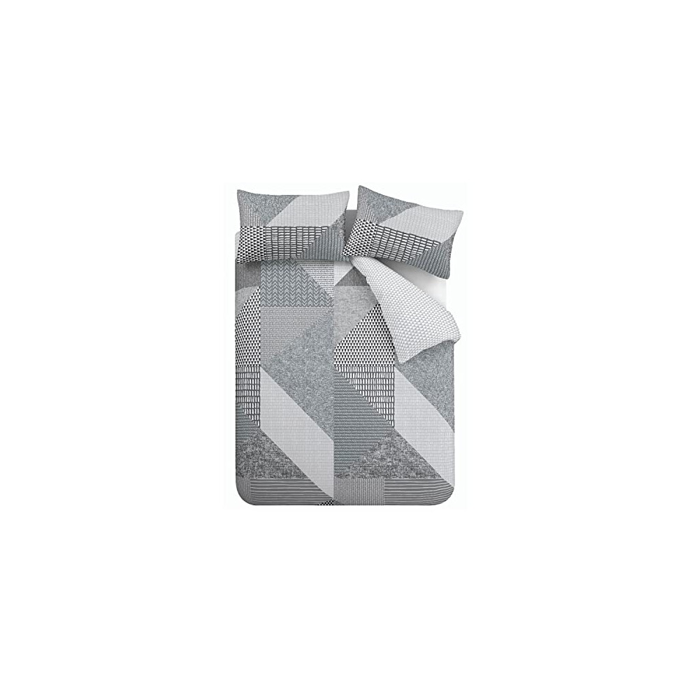 Catherine Lansfield Larsson Geo Easy Care Single Duvet Set, 2 pieces, Grey