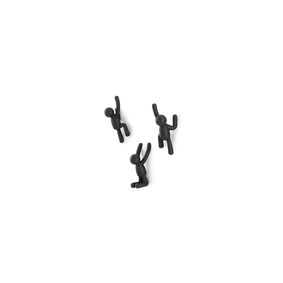 Umbra Buddy Wall Hooks ? Decorative Wall Mounted Hooks For Hanging Coats, Scarves, Bags, Purses, Backpacks, Towels And More, Set Of 3, 10 Inch Black