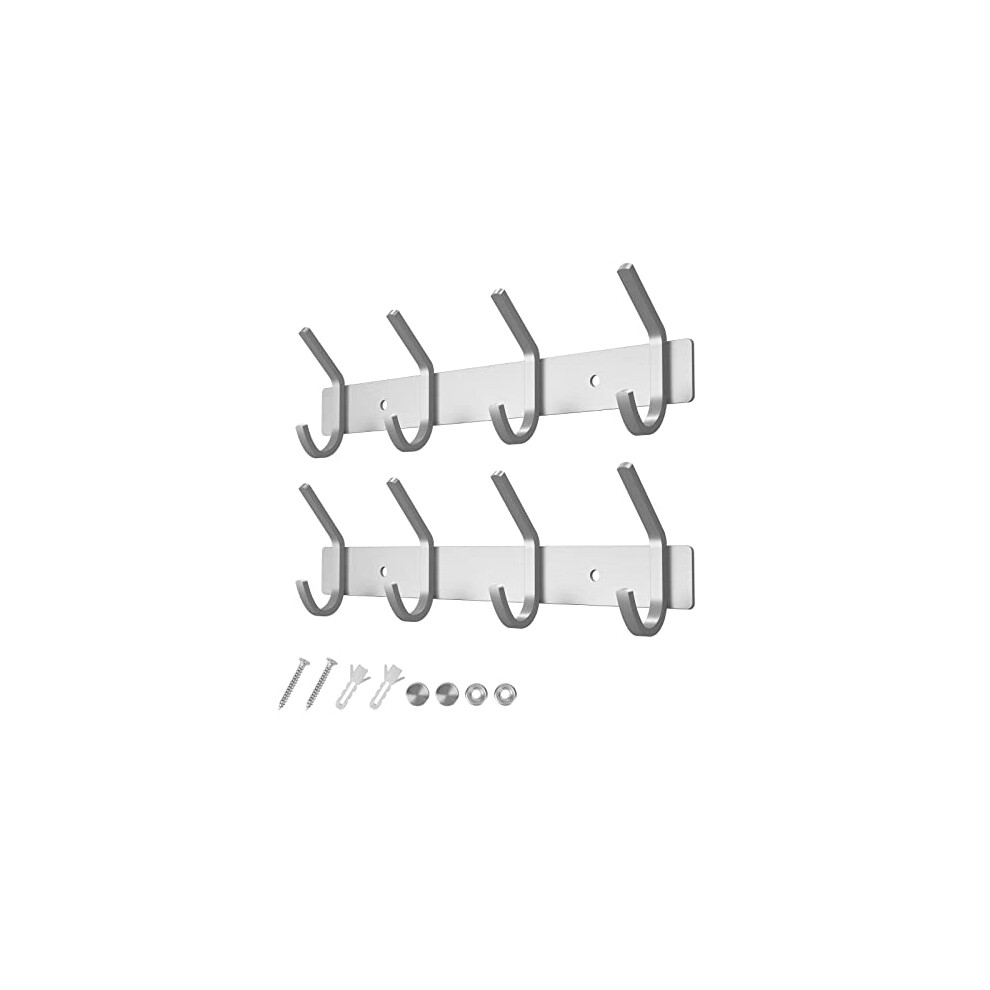 Dripex Coat Hook Rack Wall Mounted 304 Stainless Steel Hanger Heavy Duty Clothes Hat Holder (4 Hooks - 2 Pack)
