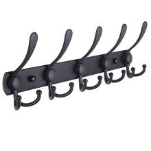 Dseap Coat Rack Wall Mounted - 5 Tri Hooks, Heavy Duty, Stainless Steel, Metal Coat Hook Rail for Coat Hat Towel Purse Robes Mudroom Bathroom