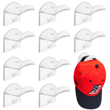 Vibbang 10 Pack Adhesive Hat Holder Cap Hook for Wall Mount No Drilling Hat Rack Organizer Strong Hold for Baseball Caps Modern Hat Hangers Storage