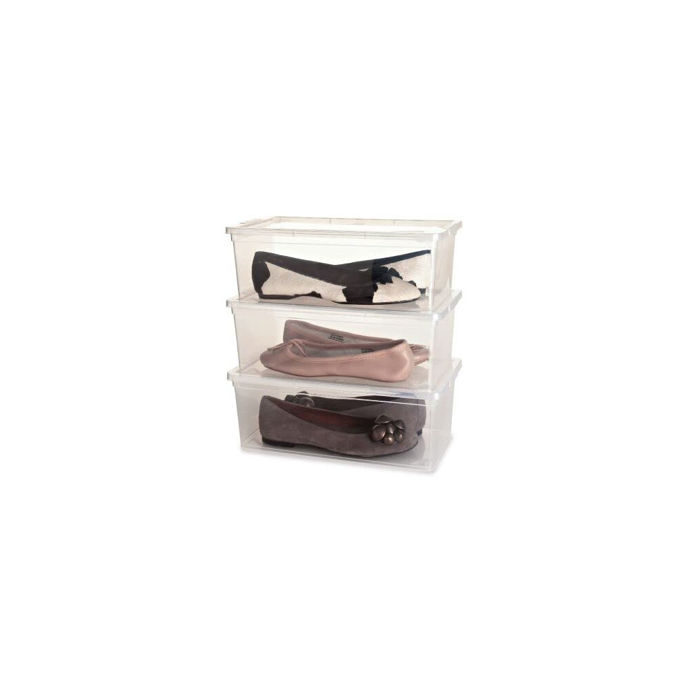 LAKELAND Ladies Transparent Shoe Organiser Lidded Storage Boxes - Set of 3