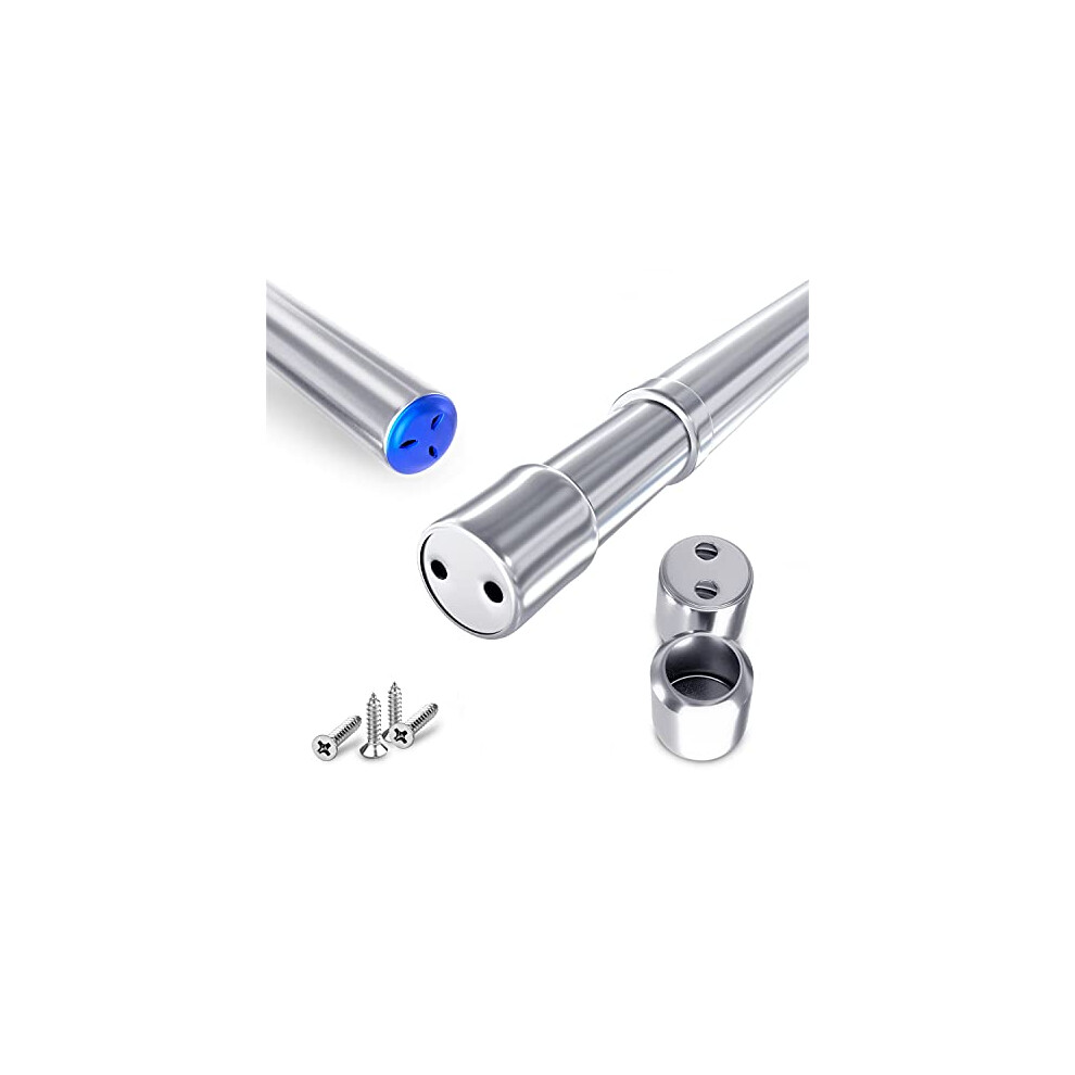 Rocoel Wardrobe Rail and Fittings 57-100 cm ? Stainless Steel Extendable Clothes Rail Pole with End Sockets & Screws - Heavy Duty & Rust Resistant for