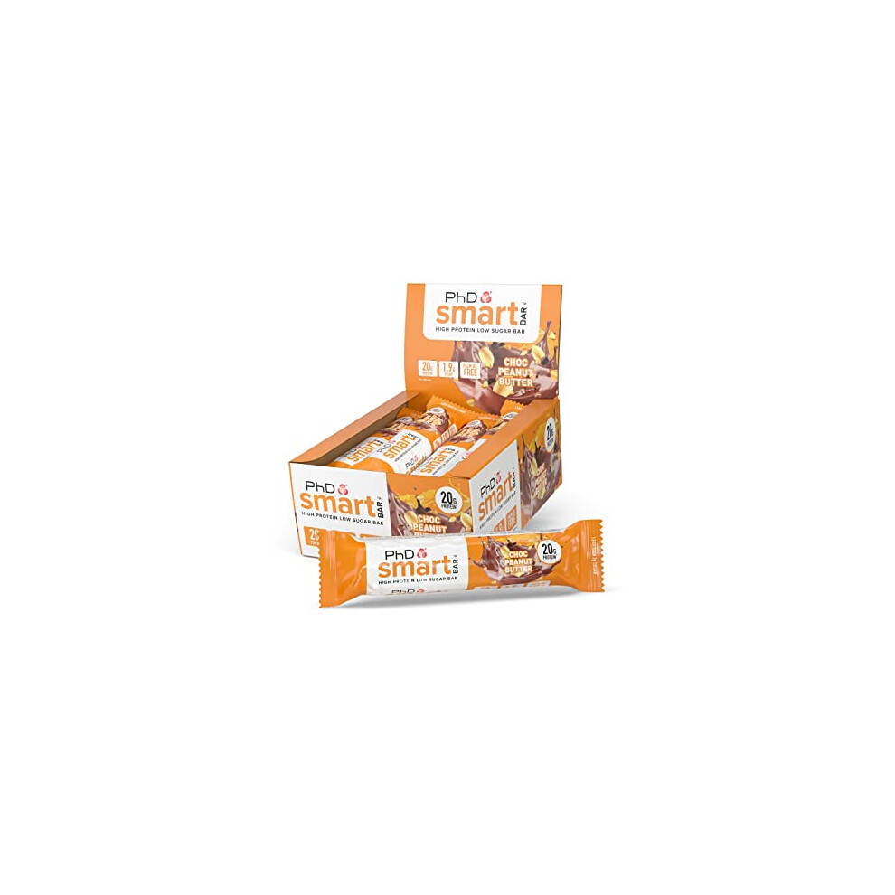 Phd Nutrition Smart Protein Bar, High Protein Low Sugar Protein Snacks, Chocolate Peanut Butter Flavour, 20 G Of Protein, 64 G Bar (12 Pack)