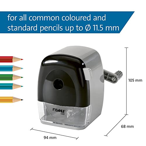 Dahle 8mm Pencil Sharpener - White, Silver, 00133-21281 2