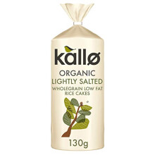 Kallo Organic Lightly Salted Rice Cakes, Wholegrain Slices, Low Fat Healthy Snacks, Vegan Friendly, Gluten Free & Sugar Free with No Artificial