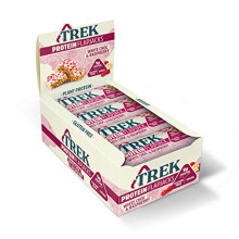 TREK High Protein Flapjack White Chocolate Raspberry - Gluten Free - Plant Based - Vegan Snack - 50g x 16 bars