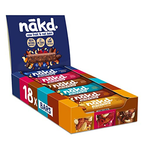 Nakd Fruit & Nut Bar Variety Pack - Vegan - Healthy Snack - Gluten Free - 35g x 18 bars