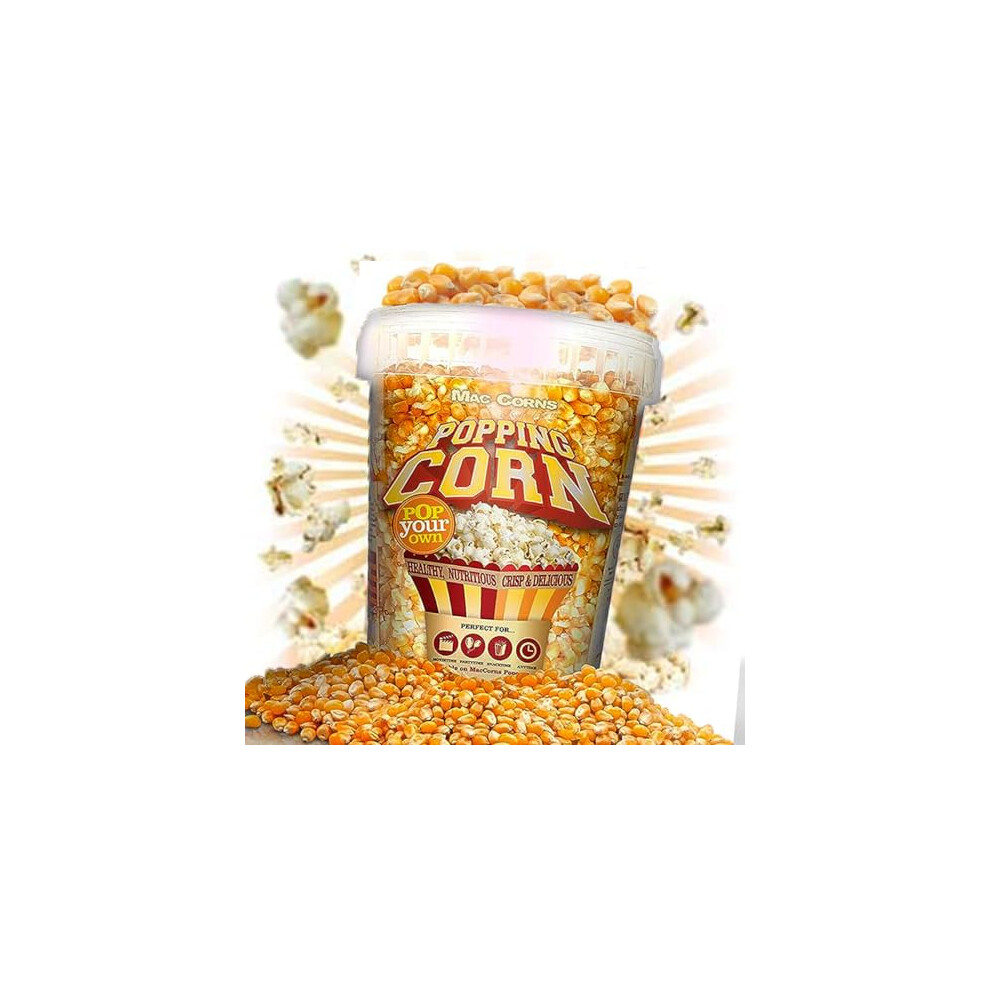 Mac-Corns TOP GRADE USA Popping Corn - 1ltr Tub - 850g American Popcorn Kernels