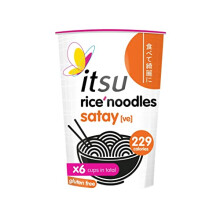 Itsu Instant Rice Noodles Multipack Cup, Gluten-Free and Vegan, Satay Flavour, 6 Count (Pack of 1)