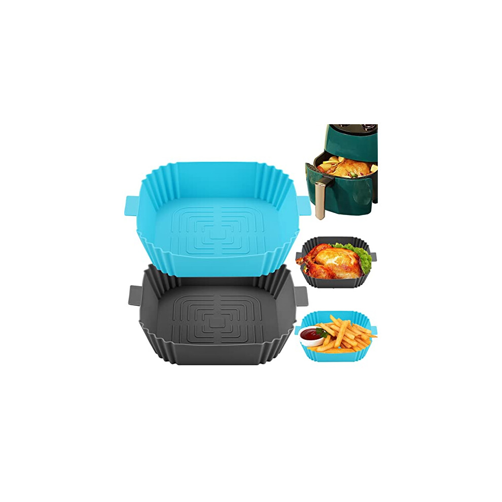 Air Fryer Liners Reusable-Silicone Air Fryer Liner Accessories Square,2pcs Air Fryer Liners Square Silicone Air Fryer Basket Pot Reusable Baking Trays