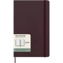 Moleskine Weekly Agenda With Space For Notes 12 Months 2024, Agenda 2024, Size Large 13x21, Hard Cover And Elastic Closure, Colour Burgundy Red