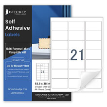 100 Sheets, A4 Sticker Paper, 21 Circular Labels per Sheet, Printable Self Adhesive Labels for Inkjet & Laser Printer, 38.1 x 63.5mm
