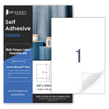 100 Sheets, A4 Sticker Paper Labels, Printable Full Sheet Self Adhesive Labels for Inkjet & Laser Printer, 210 x 297mm