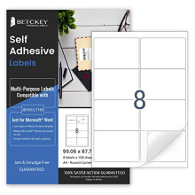 100 Sheets, A4 Sticker Paper, 8 Circular Labels per Sheet, Printable Self Adhesive Labels for Inkjet & Laser Printer, 99.06 x 67.7mm