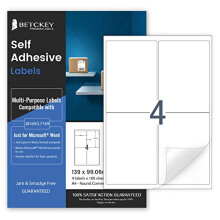 100 Sheets, A4 Sticker Paper, 4 Circular Labels per Sheet, Printable Self Adhesive Labels for Inkjet & Laser Printer, 99.06 x 139mm