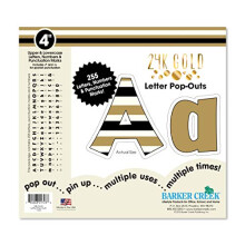 Barker Creek Letter Pop-Outs, 4" Gold, Multicolor Designer Letters for Bulletin Boards, Breakrooms, Reception Areas, Signs, Displays, and More! 4",