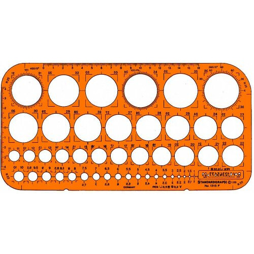 Graphoplex GXST1315F Circle Stencils Odd/Even Orange Transparent