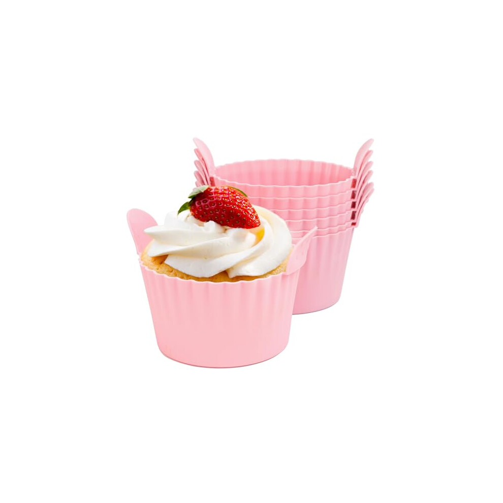 Bakecat Large Muffin Cases for Air Fryer, Ramekins for Air Fryer, Air Fryer Egg Mould, (Pack of 6), Pink