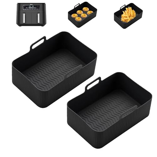 Air Fryer Silicone Liner for Ninja/Tower Dual/Instant Vortex,2pcs Air Fryer Liners Reusable Air Fryer Accessories for Ninja Foodi AF300UK Alter and